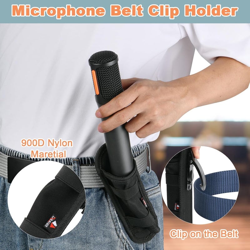 TXesign 1 Piece Belt Case Holder Belt Clip Case for Most Standard Wireless Handheld Microphone, Nylon Microphone Holder Carrying Pouch with 180 Degree Rotating Plastic Clip - Image 4